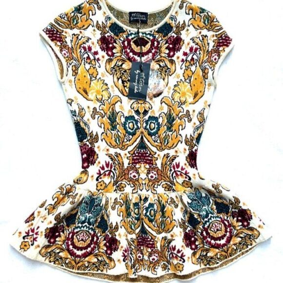 Torn by Ronny Kobo Tops - NWT Torn Ronny Kobo XS Vivienne Parisian Peplum Knit Top Paisley Sweater Ballet